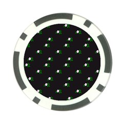 Pink Flowers On Black Big Poker Chip Card Guard