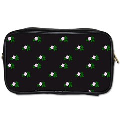 Pink Flowers On Black Big Toiletries Bags 2-side by snowwhitegirl