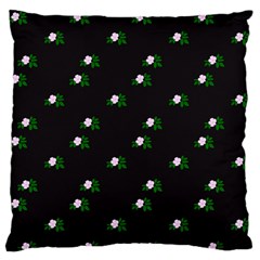 Pink Flowers On Black Big Standard Flano Cushion Case (one Side)