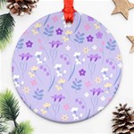 violet,lavender,cute,floral,pink,purple,pattern,girly,modern,trendy Ornament (Round) Front