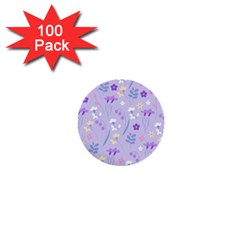 violet,lavender,cute,floral,pink,purple,pattern,girly,modern,trendy 1  Mini Buttons (100 pack) 