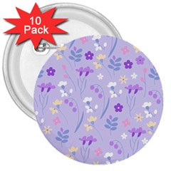 Violet,lavender,cute,floral,pink,purple,pattern,girly,modern,trendy 3  Buttons (10 Pack)  by NouveauDesign