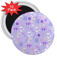 violet,lavender,cute,floral,pink,purple,pattern,girly,modern,trendy 3  Magnets (10 pack) 