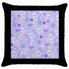 Violet,lavender,cute,floral,pink,purple,pattern,girly,modern,trendy Throw Pillow Case (black) by NouveauDesign