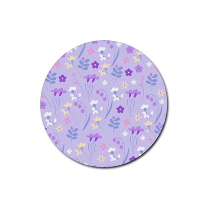 violet,lavender,cute,floral,pink,purple,pattern,girly,modern,trendy Rubber Coaster (Round) 