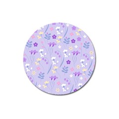 Violet,lavender,cute,floral,pink,purple,pattern,girly,modern,trendy Magnet 3  (round)