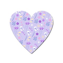 Violet,lavender,cute,floral,pink,purple,pattern,girly,modern,trendy Heart Magnet by NouveauDesign