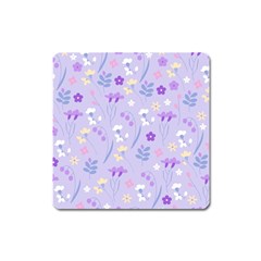 Violet,lavender,cute,floral,pink,purple,pattern,girly,modern,trendy Square Magnet by NouveauDesign