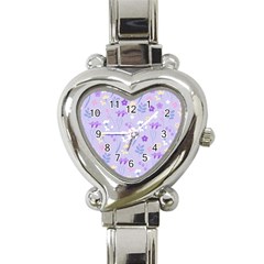 Violet,lavender,cute,floral,pink,purple,pattern,girly,modern,trendy Heart Italian Charm Watch by NouveauDesign