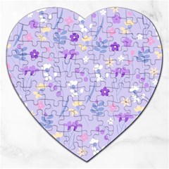 violet,lavender,cute,floral,pink,purple,pattern,girly,modern,trendy Jigsaw Puzzle (Heart)