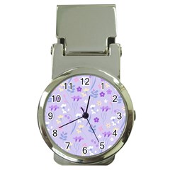 violet,lavender,cute,floral,pink,purple,pattern,girly,modern,trendy Money Clip Watches