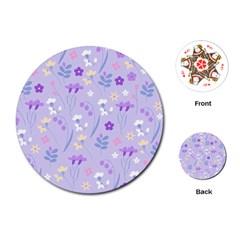 violet,lavender,cute,floral,pink,purple,pattern,girly,modern,trendy Playing Cards (Round) 