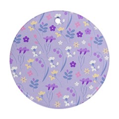 Violet,lavender,cute,floral,pink,purple,pattern,girly,modern,trendy Round Ornament (two Sides) by NouveauDesign