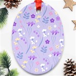 violet,lavender,cute,floral,pink,purple,pattern,girly,modern,trendy Oval Ornament (Two Sides) Front