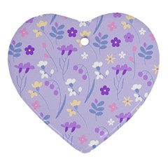 violet,lavender,cute,floral,pink,purple,pattern,girly,modern,trendy Heart Ornament (Two Sides)