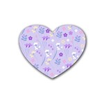 violet,lavender,cute,floral,pink,purple,pattern,girly,modern,trendy Rubber Coaster (Heart)  Front