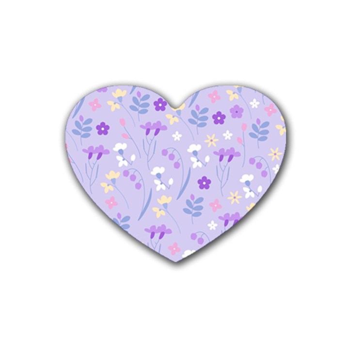 violet,lavender,cute,floral,pink,purple,pattern,girly,modern,trendy Rubber Coaster (Heart) 