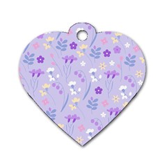 violet,lavender,cute,floral,pink,purple,pattern,girly,modern,trendy Dog Tag Heart (One Side)