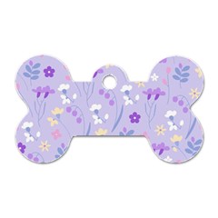 violet,lavender,cute,floral,pink,purple,pattern,girly,modern,trendy Dog Tag Bone (Two Sides)