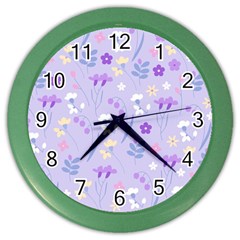 violet,lavender,cute,floral,pink,purple,pattern,girly,modern,trendy Color Wall Clocks