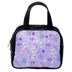 violet,lavender,cute,floral,pink,purple,pattern,girly,modern,trendy Classic Handbags (One Side)