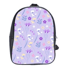 Violet,lavender,cute,floral,pink,purple,pattern,girly,modern,trendy School Bag (large) by NouveauDesign