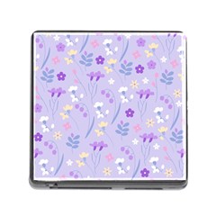 violet,lavender,cute,floral,pink,purple,pattern,girly,modern,trendy Memory Card Reader (Square)