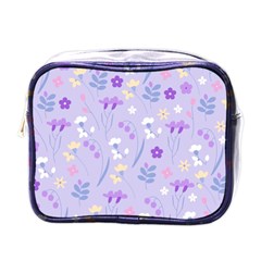 violet,lavender,cute,floral,pink,purple,pattern,girly,modern,trendy Mini Toiletries Bags