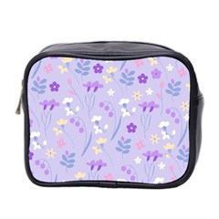 violet,lavender,cute,floral,pink,purple,pattern,girly,modern,trendy Mini Toiletries Bag 2-Side