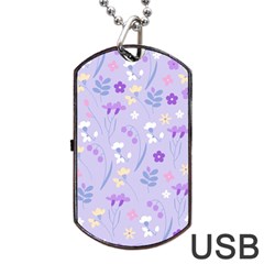 Violet,lavender,cute,floral,pink,purple,pattern,girly,modern,trendy Dog Tag Usb Flash (one Side) by NouveauDesign