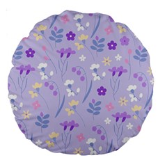 violet,lavender,cute,floral,pink,purple,pattern,girly,modern,trendy Large 18  Premium Round Cushions