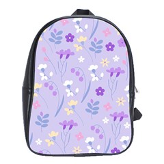 violet,lavender,cute,floral,pink,purple,pattern,girly,modern,trendy School Bag (XL)