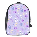 violet,lavender,cute,floral,pink,purple,pattern,girly,modern,trendy School Bag (XL) Front