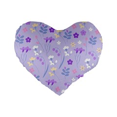 violet,lavender,cute,floral,pink,purple,pattern,girly,modern,trendy Standard 16  Premium Heart Shape Cushions