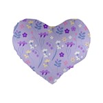 violet,lavender,cute,floral,pink,purple,pattern,girly,modern,trendy Standard 16  Premium Heart Shape Cushions Front