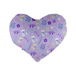 violet,lavender,cute,floral,pink,purple,pattern,girly,modern,trendy Standard 16  Premium Heart Shape Cushions Back