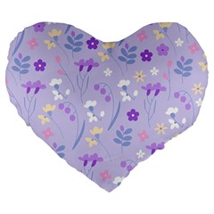 violet,lavender,cute,floral,pink,purple,pattern,girly,modern,trendy Large 19  Premium Heart Shape Cushions