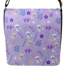 violet,lavender,cute,floral,pink,purple,pattern,girly,modern,trendy Flap Messenger Bag (S)