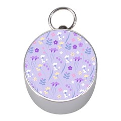 violet,lavender,cute,floral,pink,purple,pattern,girly,modern,trendy Mini Silver Compasses