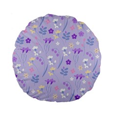 violet,lavender,cute,floral,pink,purple,pattern,girly,modern,trendy Standard 15  Premium Flano Round Cushions