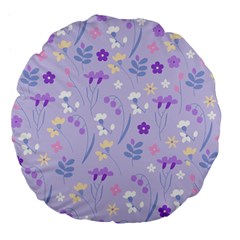 violet,lavender,cute,floral,pink,purple,pattern,girly,modern,trendy Large 18  Premium Flano Round Cushions