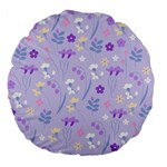 violet,lavender,cute,floral,pink,purple,pattern,girly,modern,trendy Large 18  Premium Flano Round Cushions Front