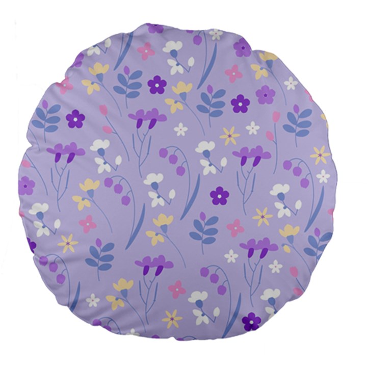 violet,lavender,cute,floral,pink,purple,pattern,girly,modern,trendy Large 18  Premium Flano Round Cushions