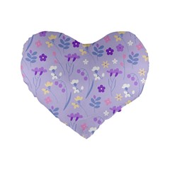 violet,lavender,cute,floral,pink,purple,pattern,girly,modern,trendy Standard 16  Premium Flano Heart Shape Cushions