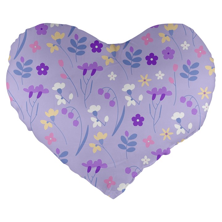 violet,lavender,cute,floral,pink,purple,pattern,girly,modern,trendy Large 19  Premium Flano Heart Shape Cushions