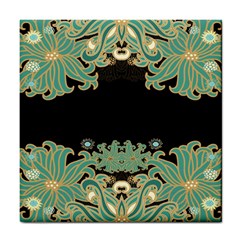 Black,green,gold,art Nouveau,floral,pattern Tile Coasters by NouveauDesign