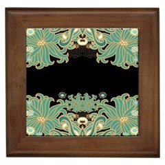 Black,green,gold,art Nouveau,floral,pattern Framed Tiles by NouveauDesign