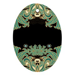 Black,green,gold,art Nouveau,floral,pattern Ornament (oval) by NouveauDesign