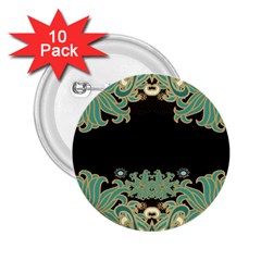 Black,green,gold,art Nouveau,floral,pattern 2 25  Buttons (10 Pack) 