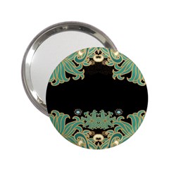 Black,green,gold,art Nouveau,floral,pattern 2 25  Handbag Mirrors by NouveauDesign